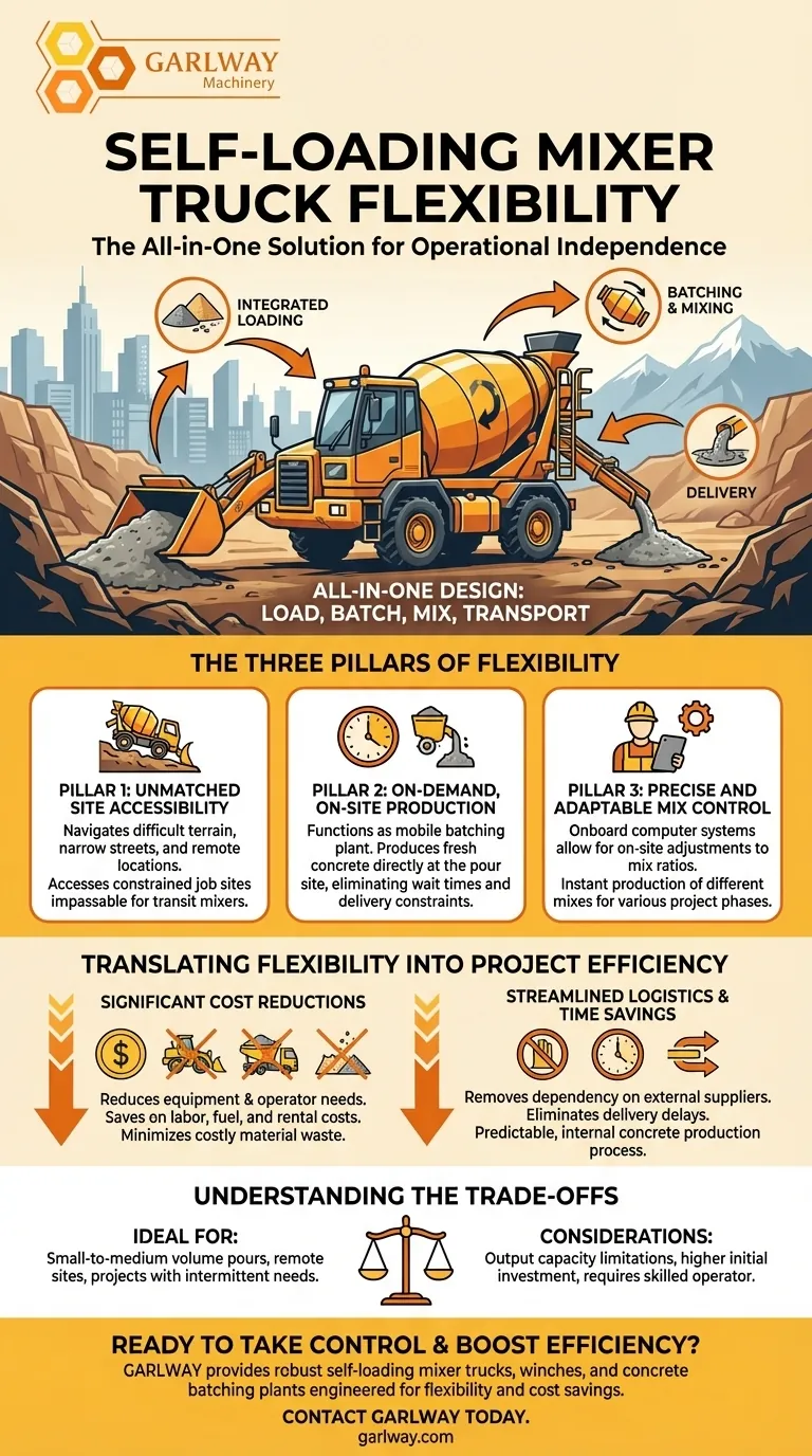 What makes self-loading mixer trucks particularly flexible? Unmatched Mobility and On-Site Concrete Control Visual Guide