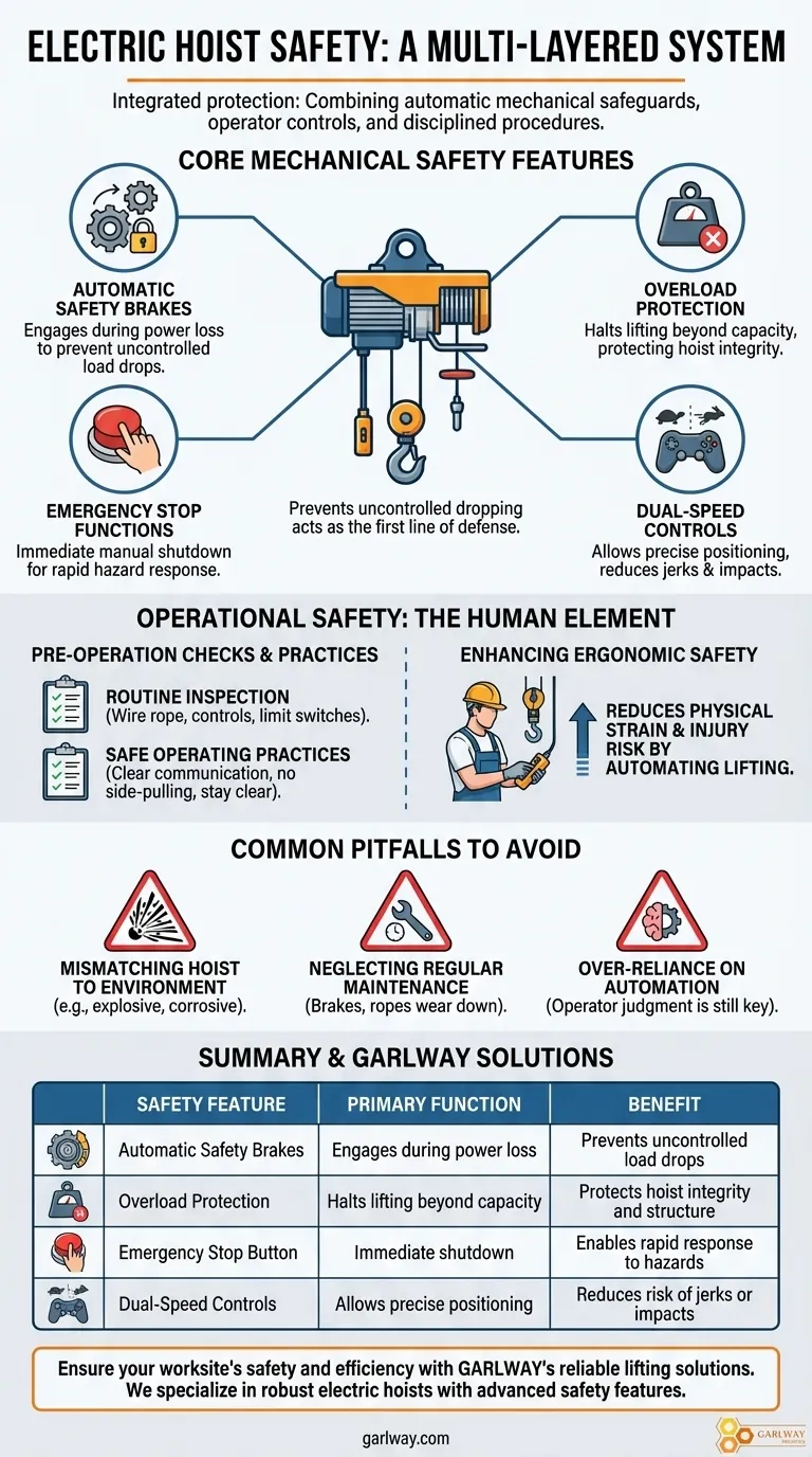 ¿Qué características de seguridad se encuentran comúnmente en los polipastos eléctricos? Mecanismos esenciales para el manejo seguro de cargas Guía Visual