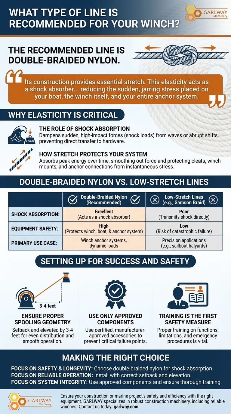 Какой тип троса рекомендуется использовать с лебедкой? Выберите двойной плетеный нейлон для превосходной безопасности Визуальное руководство
