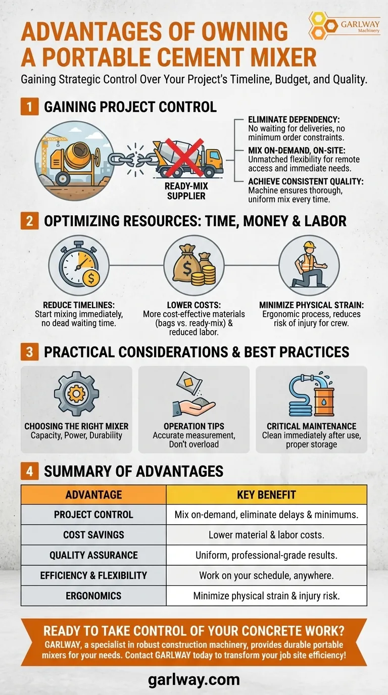 What are the advantages of owning a portable cement mixer? Gain Control, Save Costs, and Ensure Quality Visual Guide