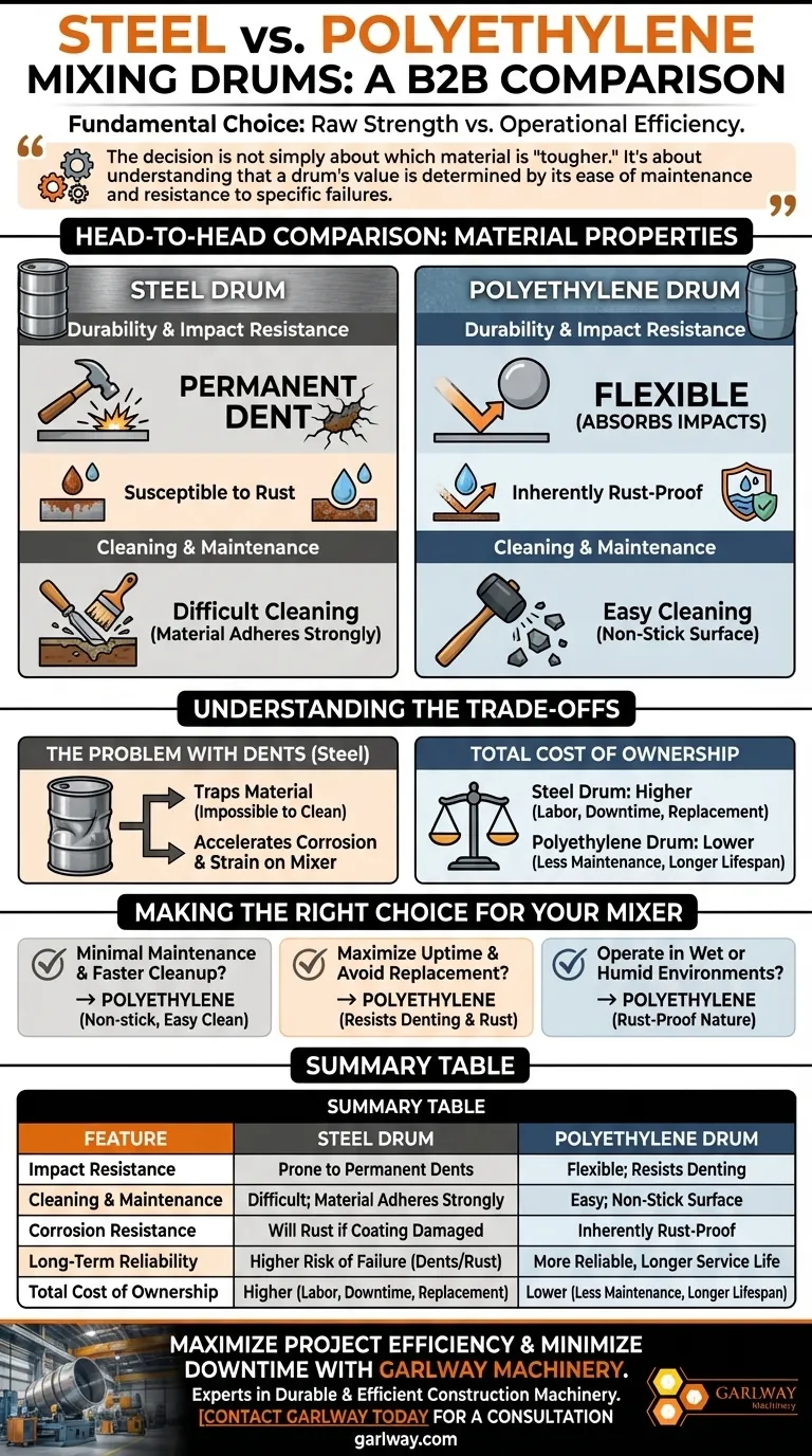 ¿Cuáles son las diferencias entre los tambores de mezcla de acero y polietileno? Mejora la vida útil y la eficiencia de tu mezcladora Guía Visual