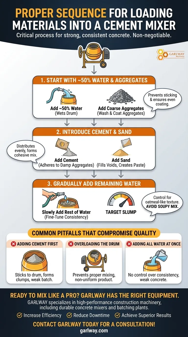 セメントミキサーに材料を投入する適切な順番は何ですか？ 強くて耐久性のあるコンクリートを確保する ビジュアルガイド