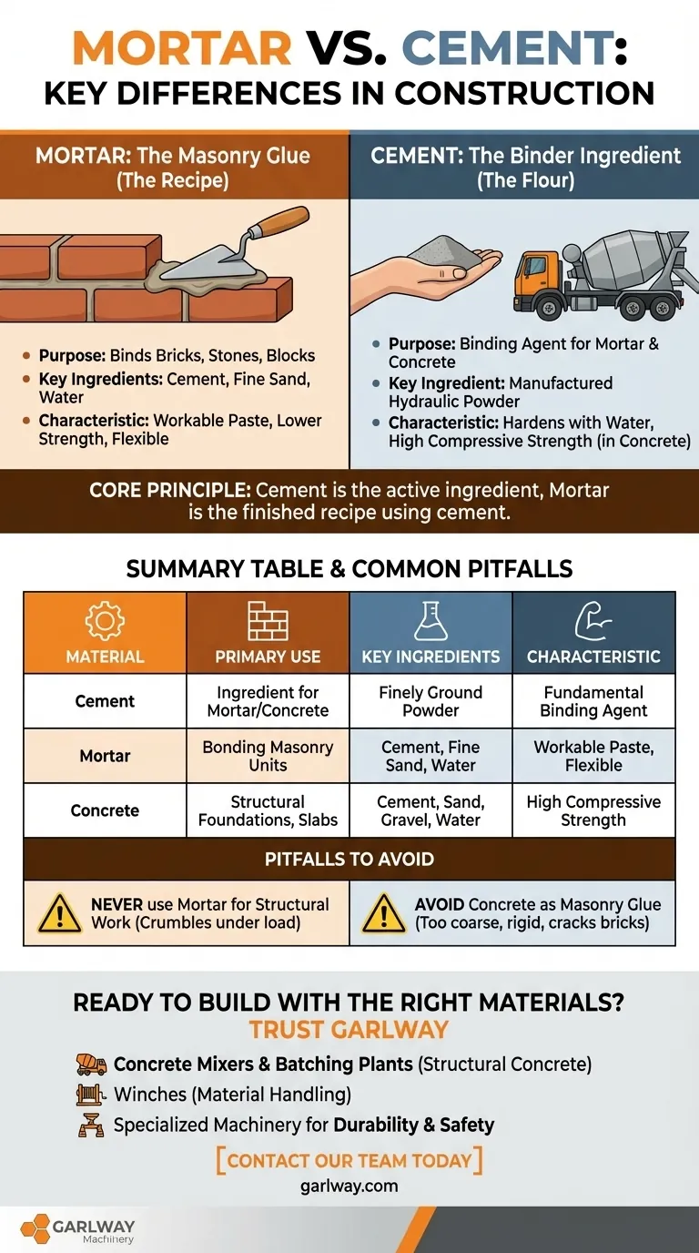 모르타르와 시멘트의 주요 차이점은 무엇인가요? 프로젝트에 적합한 재료를 선택하세요. 시각적 가이드