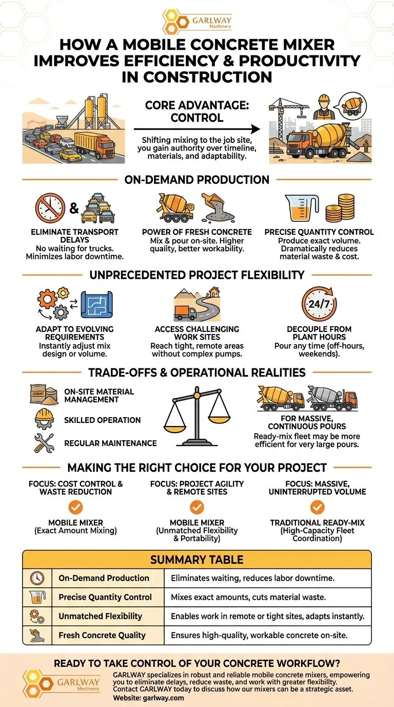 모바일 콘크리트 믹서가 효율성을 향상시키는 방법은 무엇입니까? 주문형 제어 및 비용 절감 시각적 가이드