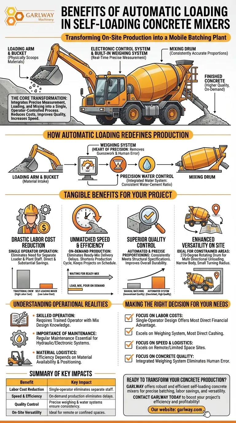 자가 로딩 콘크리트 믹서의 자동 로딩 메커니즘의 이점은 무엇입니까? 효율성 및 품질 향상 시각적 가이드