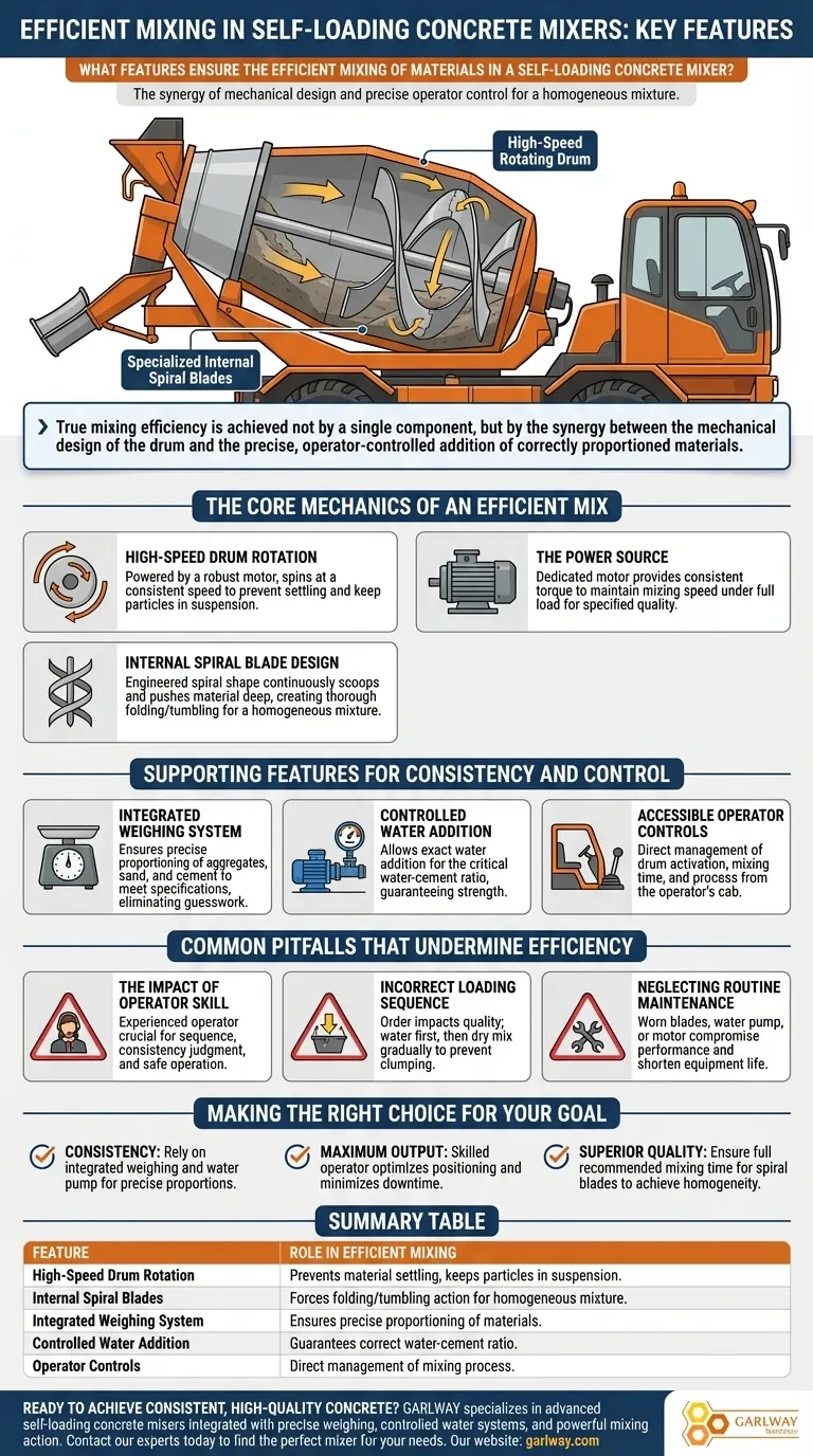 Quelles caractéristiques garantissent le mélange efficace des matériaux dans un malaxeur à béton automoteur ? Maximiser la production et la qualité Guide Visuel