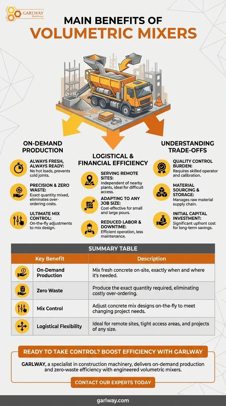 What are the main benefits of using volumetric mixers? Take Control of Your Concrete Supply Visual Guide