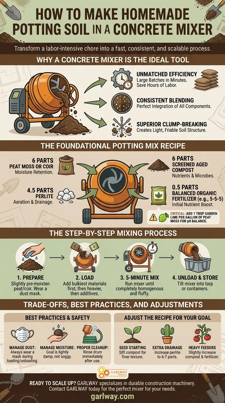 ¿Cómo se puede usar una hormigonera para hacer tierra para macetas casera? Logre mezclas perfectas y uniformes sin esfuerzo Guía Visual