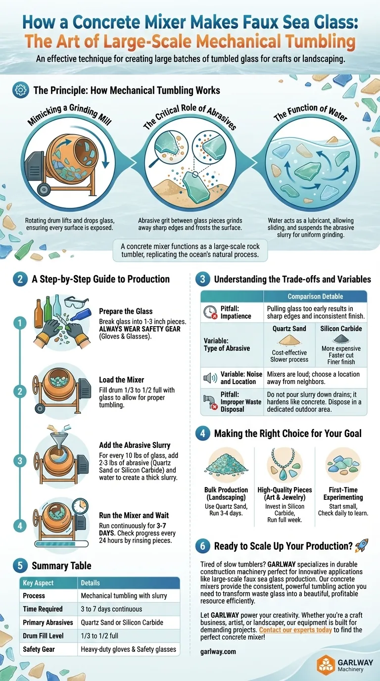 How can a concrete mixer be used to make faux sea glass? A Step-by-Step Guide to Large-Scale Production Visual Guide