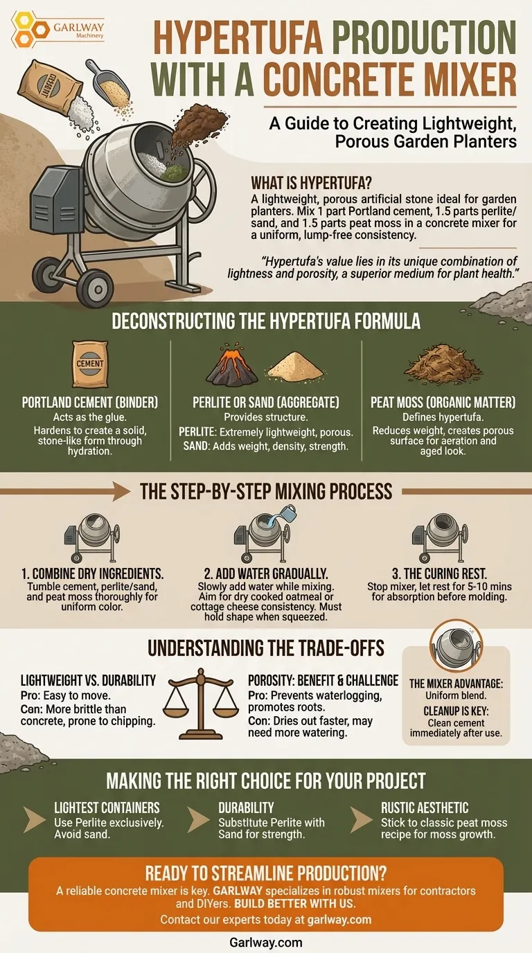 하이퍼투파란 무엇이며, 콘크리트 믹서를 사용하여 어떻게 준비할 수 있습니까? 완벽한 화분 만들기 시각적 가이드