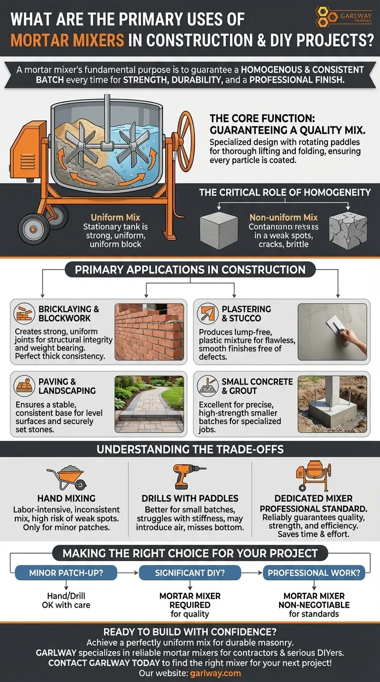 モルタルミキサーの主な用途は何ですか？一貫性のある高品質な石積みの混合物を確保する ビジュアルガイド