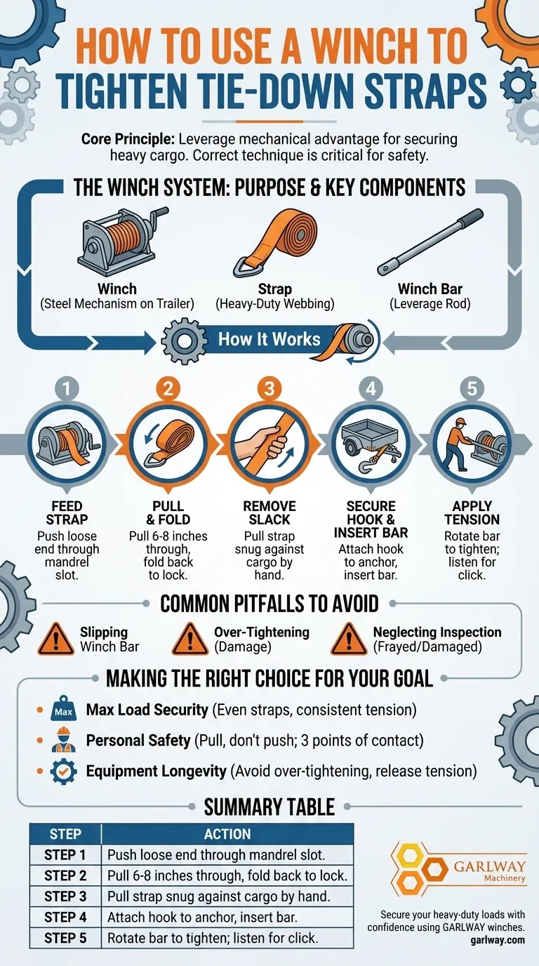 ウィンチを使用してタイダウンストラップを締める方法とは？安全な貨物固定のためのステップバイステップガイド ビジュアルガイド