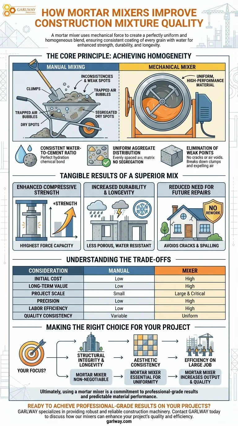 How do mortar mixers improve the quality of construction mixtures? Ensure Consistent, High-Strength Results Visual Guide