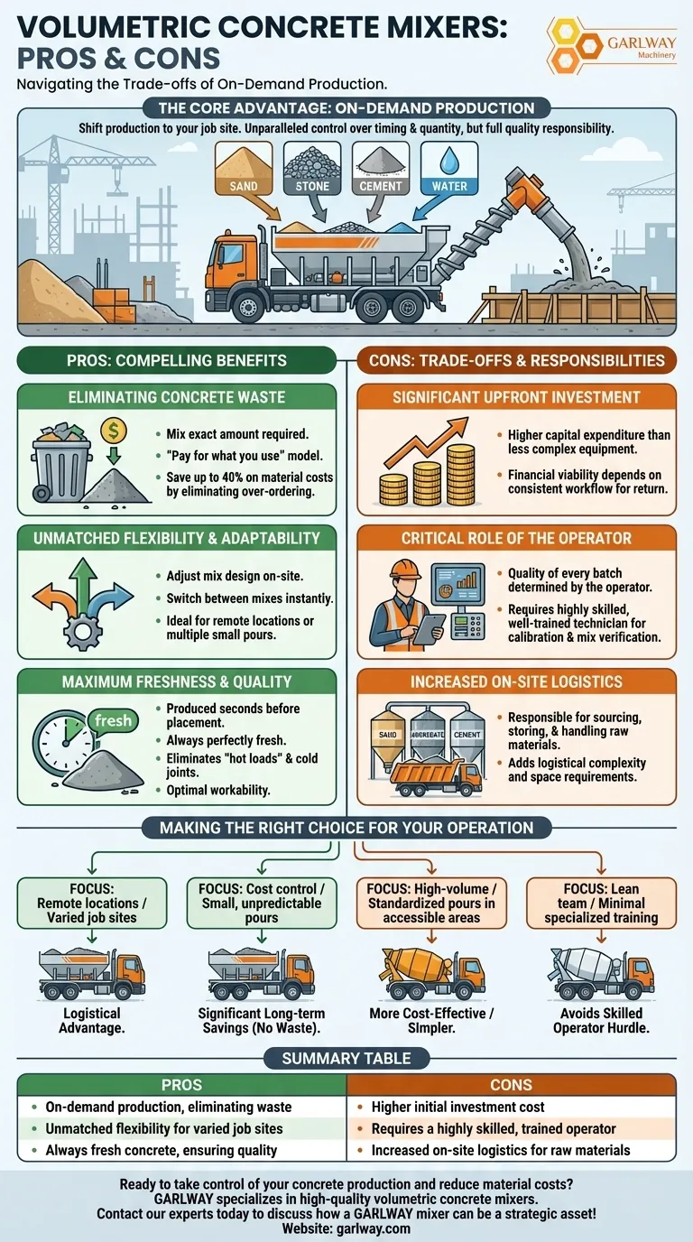 体积混凝土搅拌车的优缺点是什么？最大化现场控制并减少浪费 图解指南