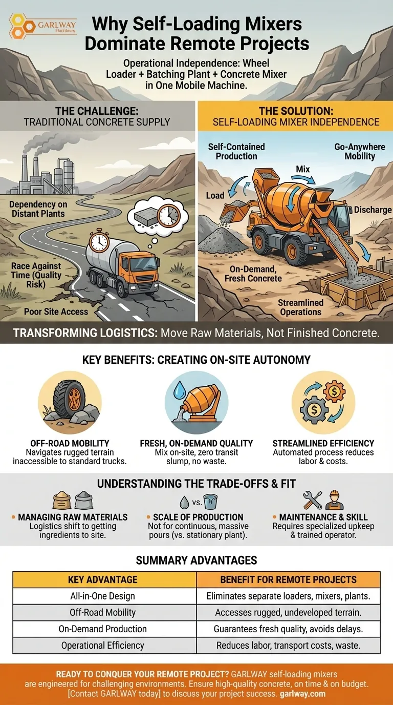 Warum sind Selbstladebetonmischer für Projekte an abgelegenen Standorten geeignet? Erreichen Sie Betonunabhängigkeit vor Ort Visuelle Anleitung