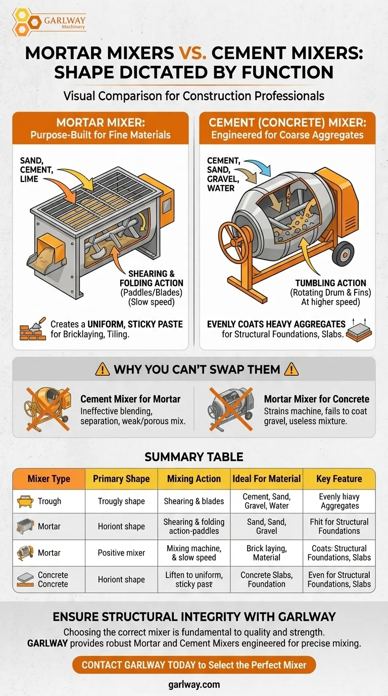 モルタルミキサーとセメントミキサーの形状の違いは何ですか？ プロジェクトに最適なミキサーを選びましょう ビジュアルガイド