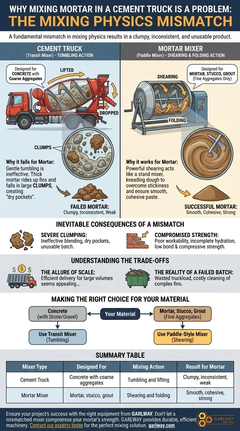 ¿Por qué podría ser problemático mezclar mortero en un camión hormigonera? Evite costosos errores de mezcla Guía Visual