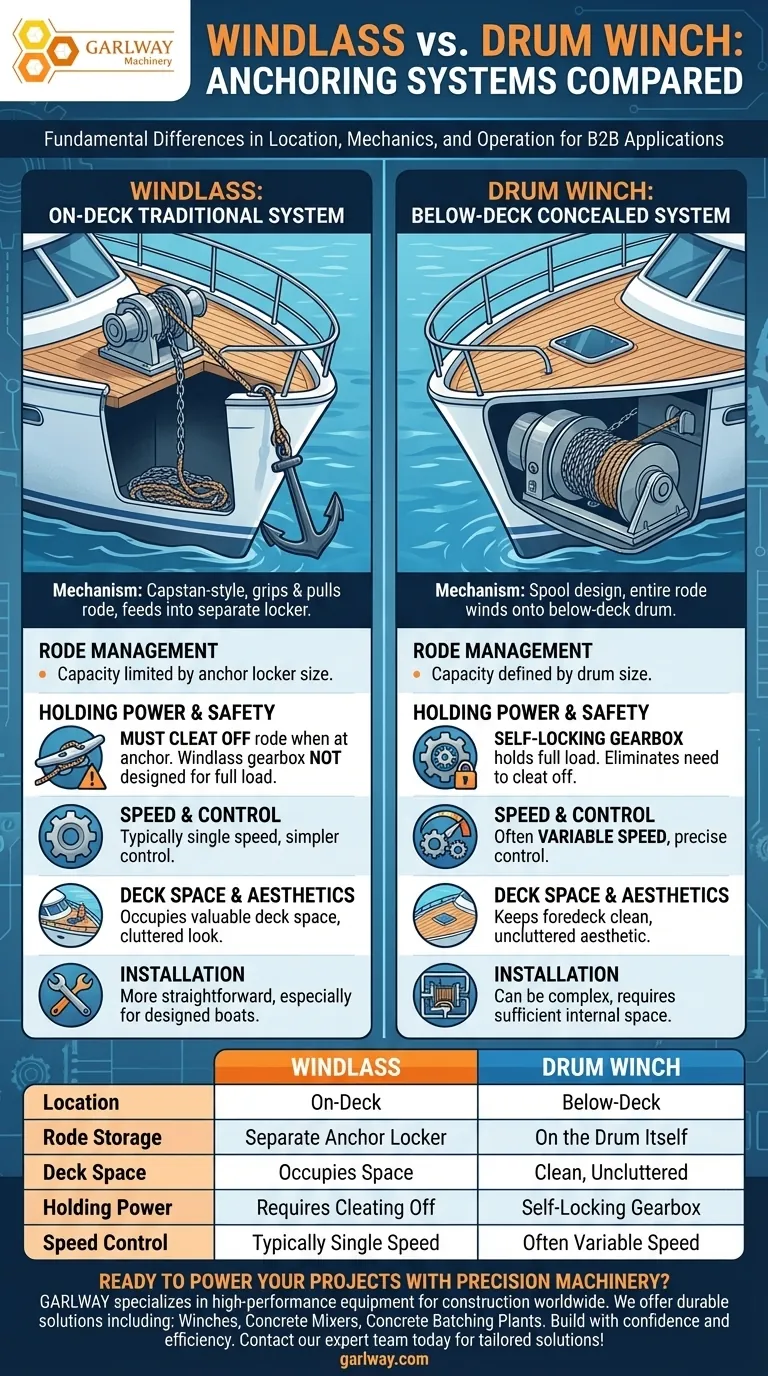 Quali sono le principali differenze tra un salpaancore e un verricello a tamburo per l'ancoraggio? Una guida allo spazio sul ponte e alla sicurezza Guida Visiva