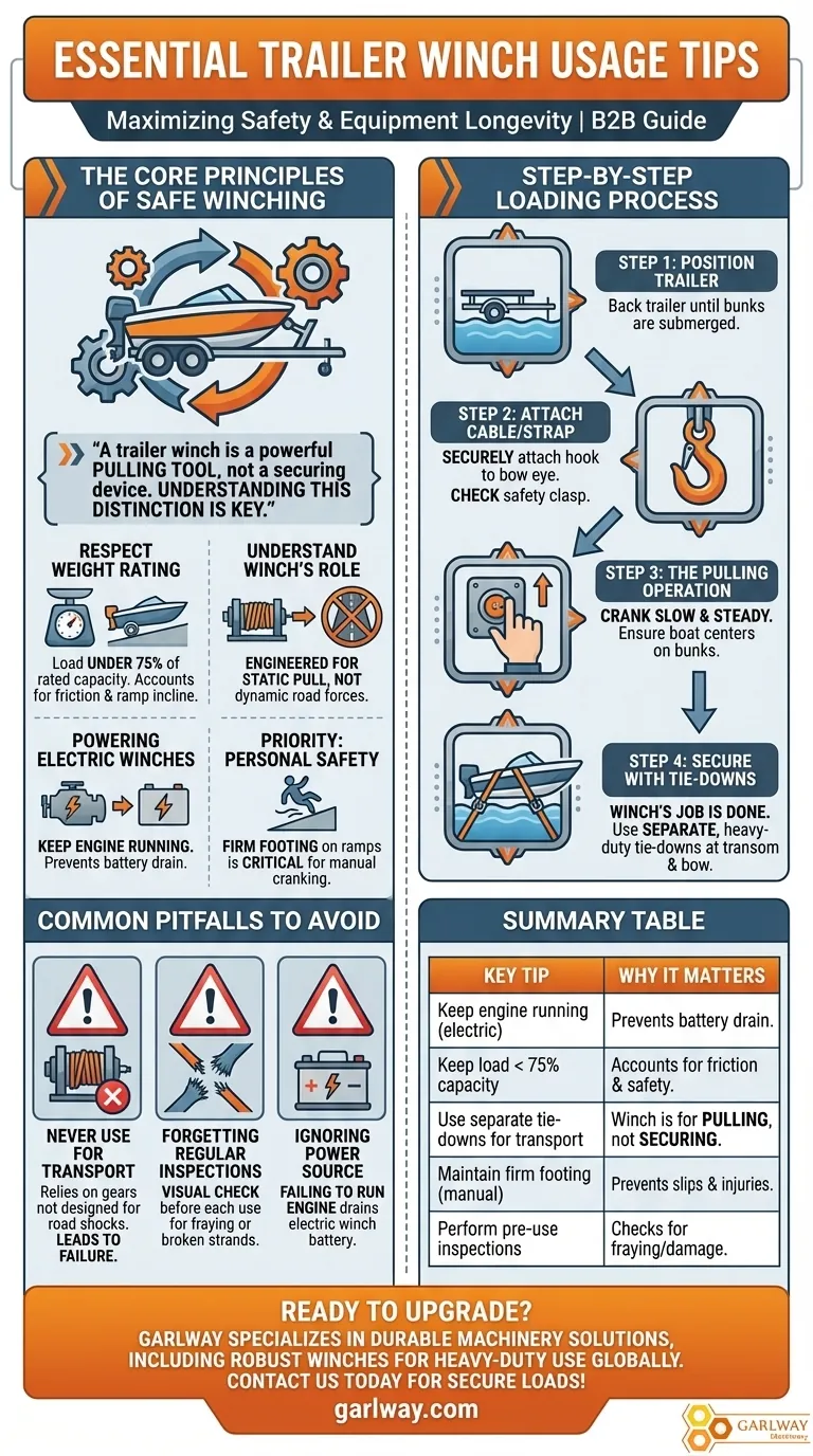 ما هي نصائح الاستخدام المهمة لرافعات المقطورات؟ ضمان تحميل القوارب بأمان وكفاءة دليل مرئي