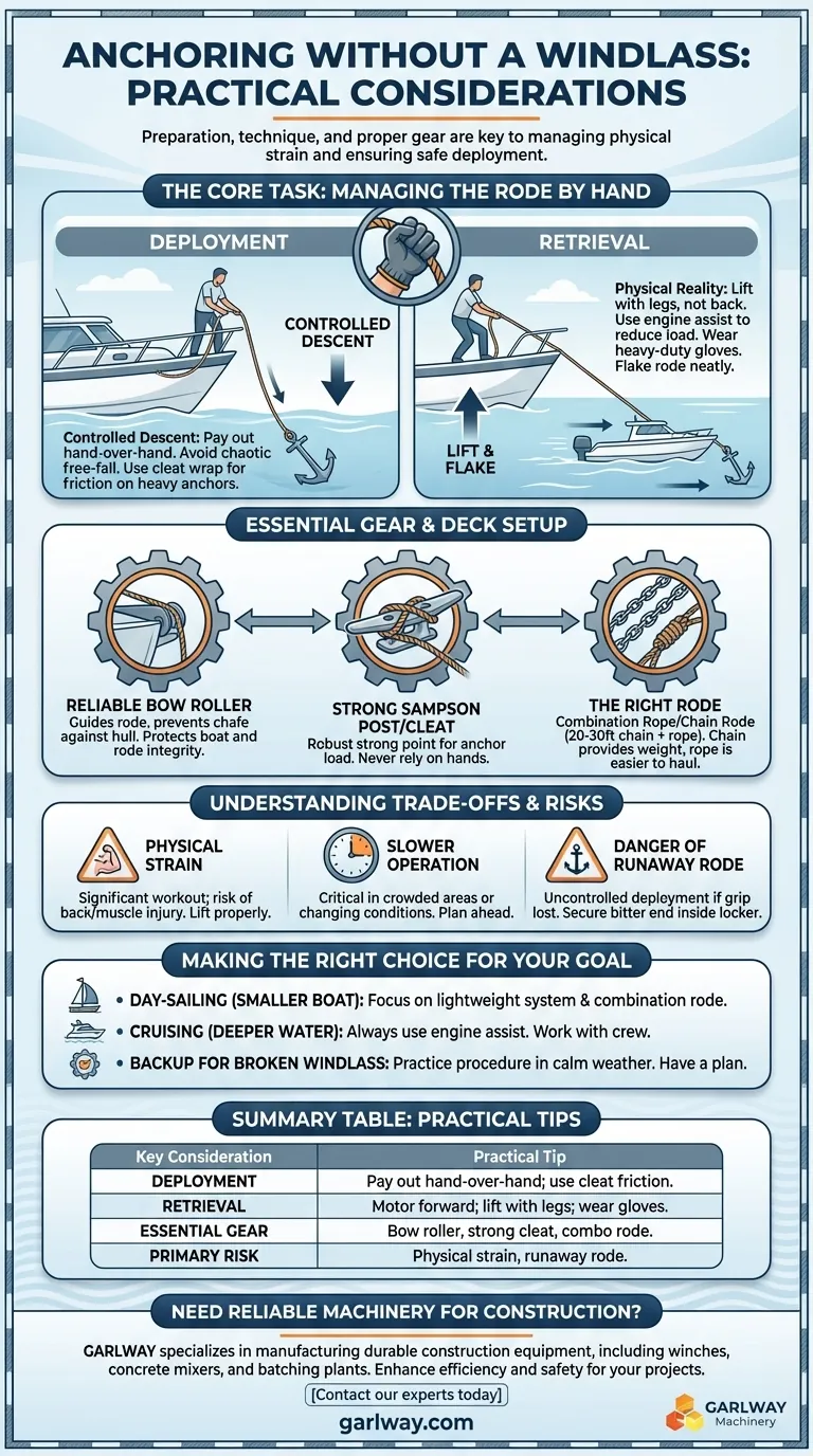 Quais são algumas considerações práticas para ancorar sem um guincho ou guincho de tambor? Domine a ancoragem manual segura e eficiente Guia Visual