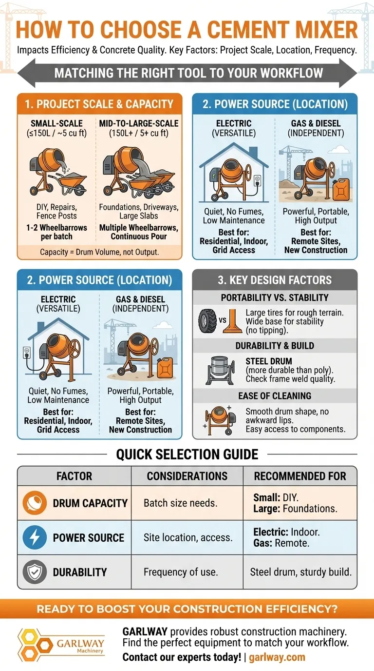 Comment choisir une bétonnière ? Trouvez le modèle parfait pour l'échelle de votre projet et vos besoins en puissance Guide Visuel