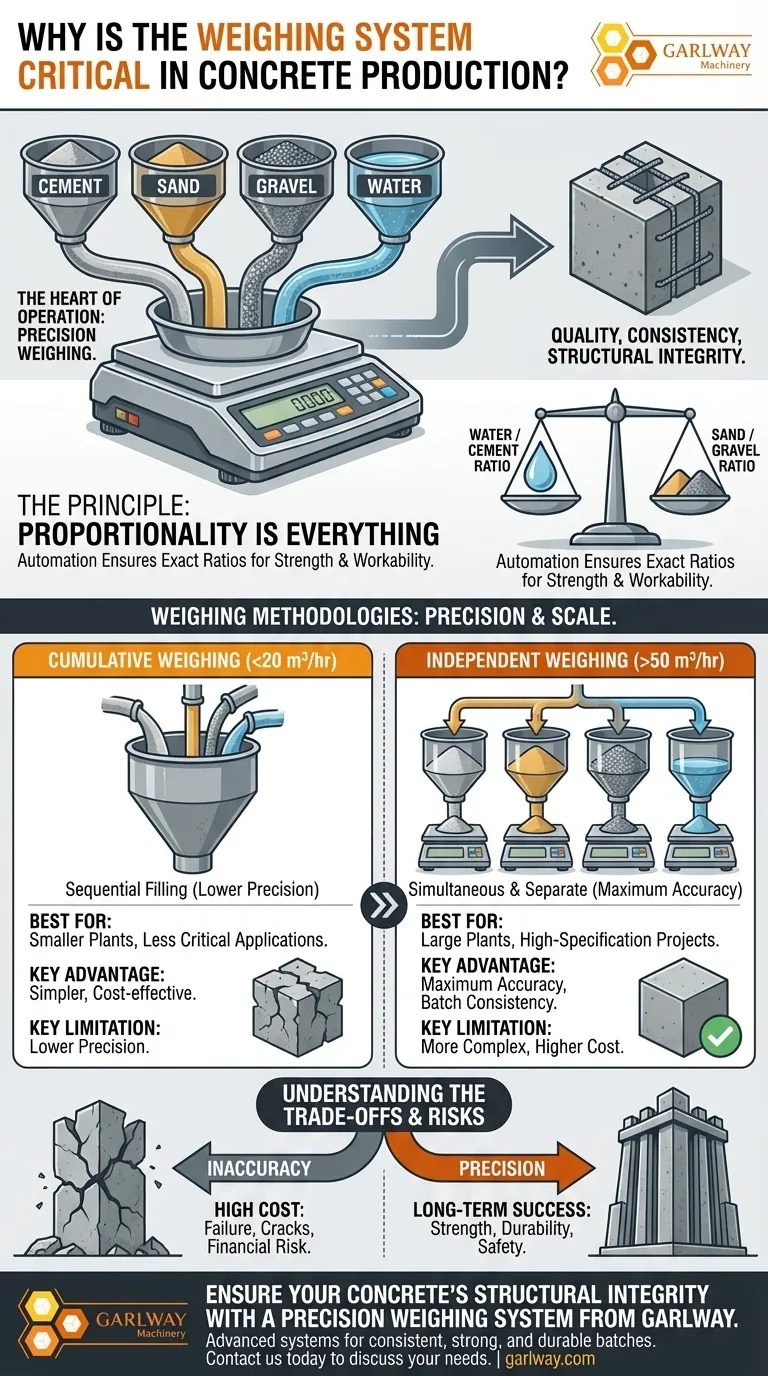 ¿Por qué el sistema de pesaje es fundamental en la producción de hormigón? Garantiza la calidad y la integridad estructural Guía Visual