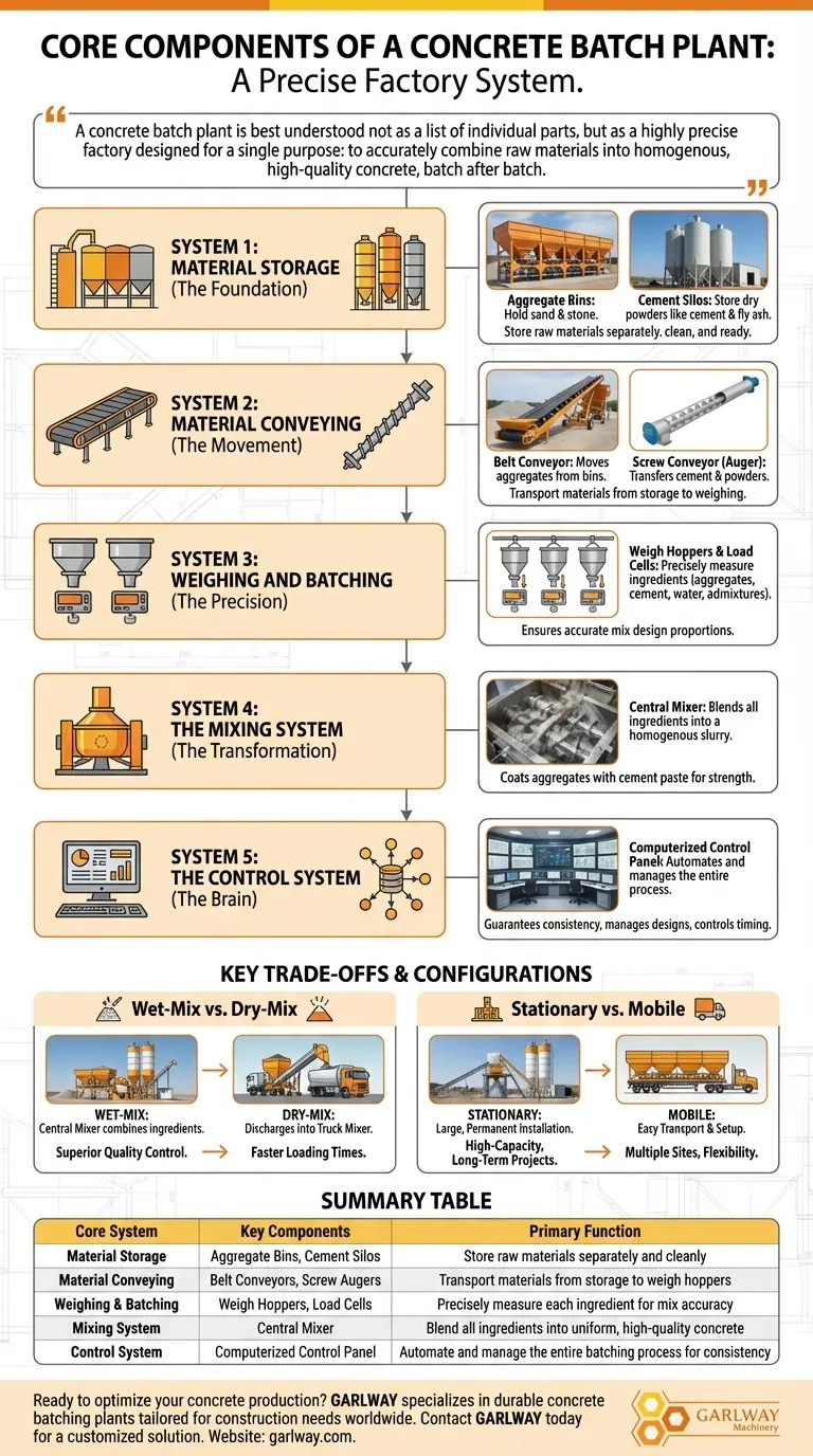 콘크리트 배치 플랜트의 주요 구성 요소는 무엇인가요? 5가지 핵심 시스템 가이드 시각적 가이드