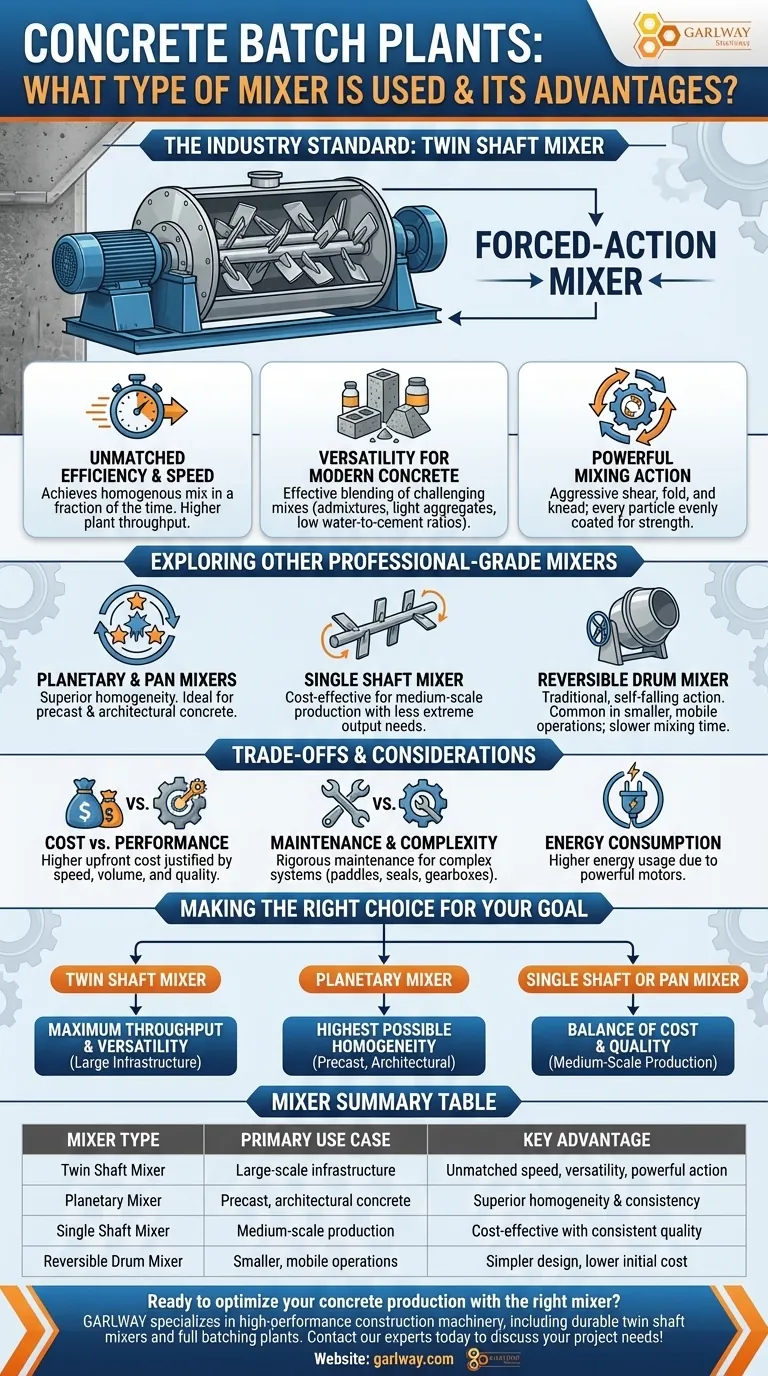 콘크리트 배치 플랜트에는 어떤 종류의 믹서가 사용됩니까? 트윈 샤프트 믹서의 장점 시각적 가이드
