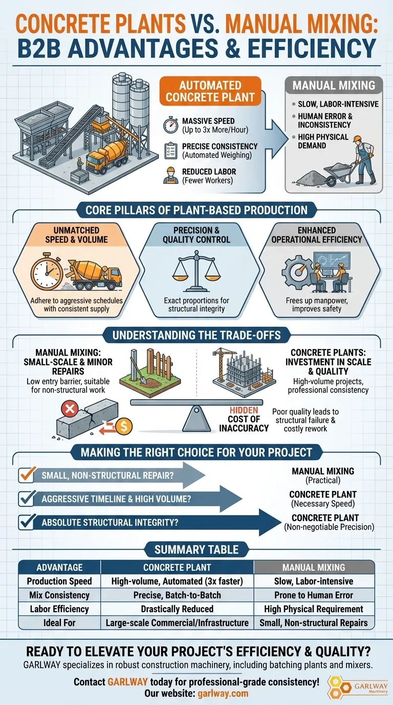 Quels avantages les centrales à béton offrent-elles par rapport au mélange manuel ? Atteignez une vitesse, une qualité et une efficacité inégalées Guide Visuel