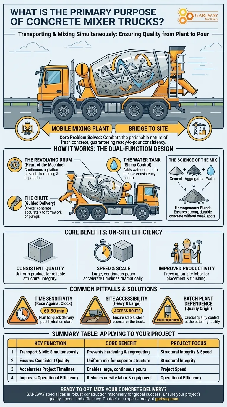 混凝土搅拌车的主要目的是什么？确保完美混凝土交付到您的现场 图解指南