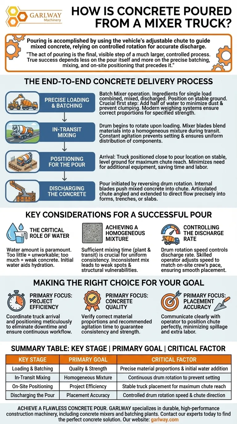 How is concrete poured from a concrete mixer truck? A Guide to Efficient & Precise Placement Visual Guide