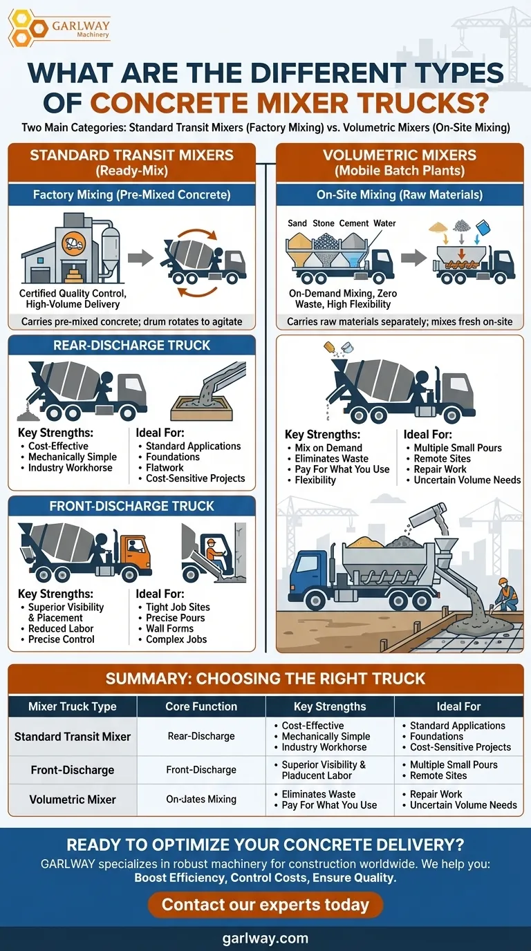 ¿Cuáles son los diferentes tipos de camiones mezcladores de concreto? Elija el camión adecuado para su proyecto Guía Visual