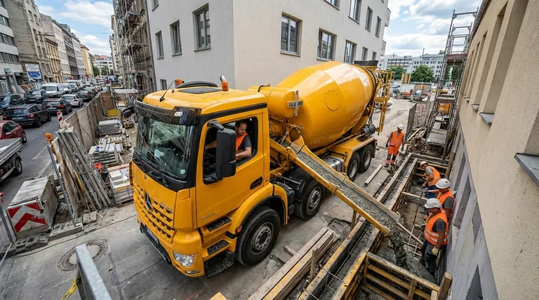 좁은 공간 현장에 전면 배출 믹서가 적합한 이유는 무엇인가요? 정밀도 및 안전성 극대화