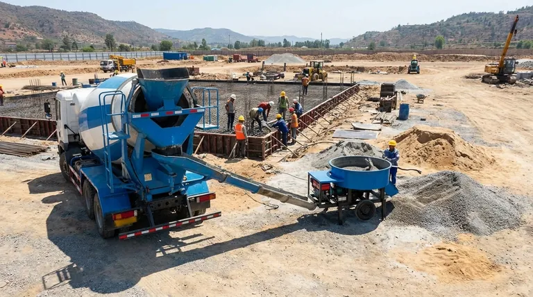 후방 배출 믹서의 장점은 무엇인가요? 더 간단하고 효율적인 콘크리트 타설을 경험해 보세요.