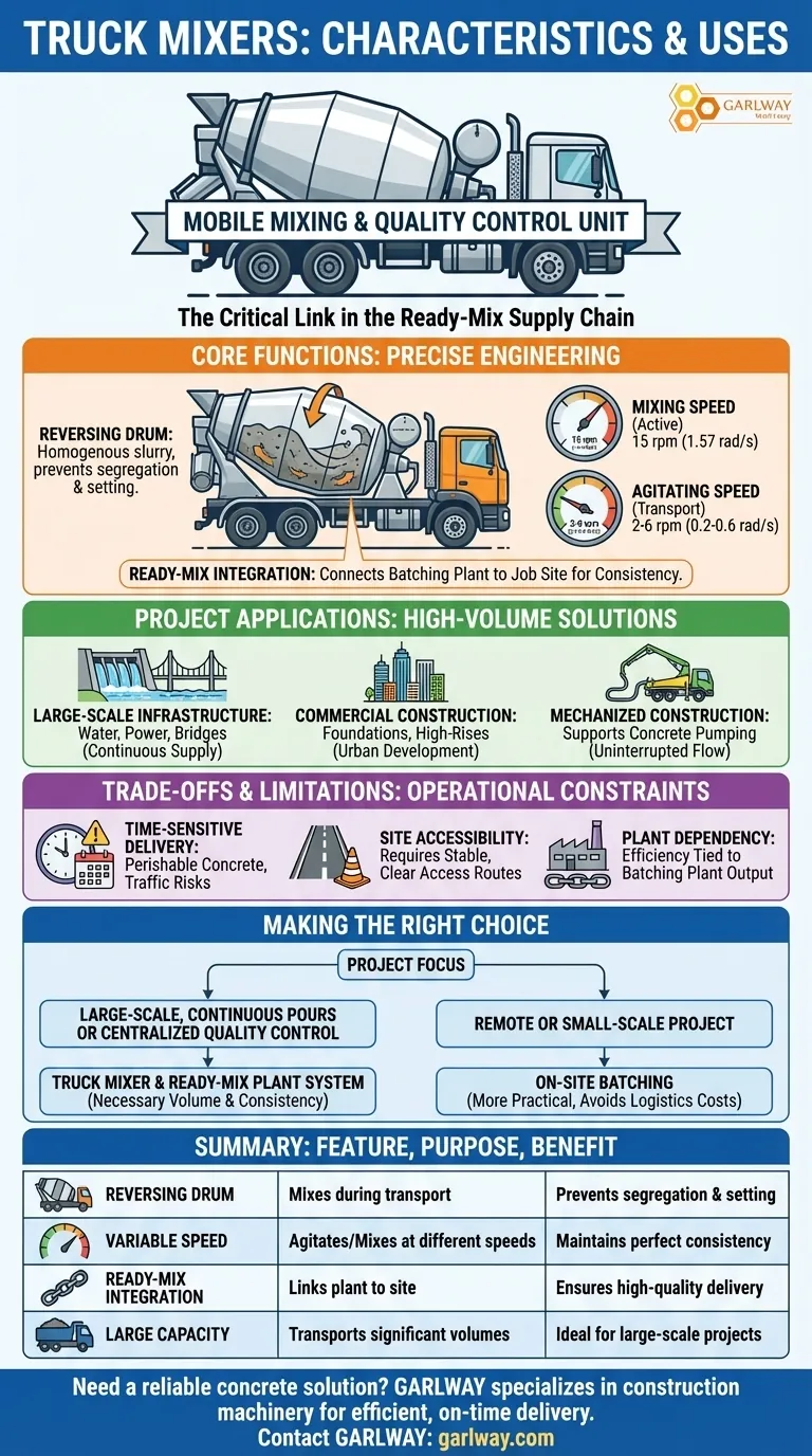 트럭 믹서의 특징과 용도는 무엇인가요? 대규모 건설 프로젝트에 필수적입니다. 시각적 가이드