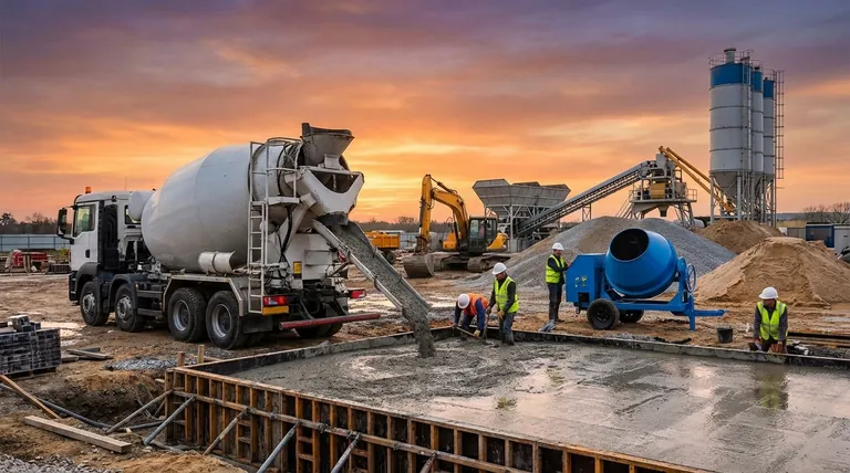 트럭 믹서의 특징과 용도는 무엇인가요? 대규모 건설 프로젝트에 필수적입니다.