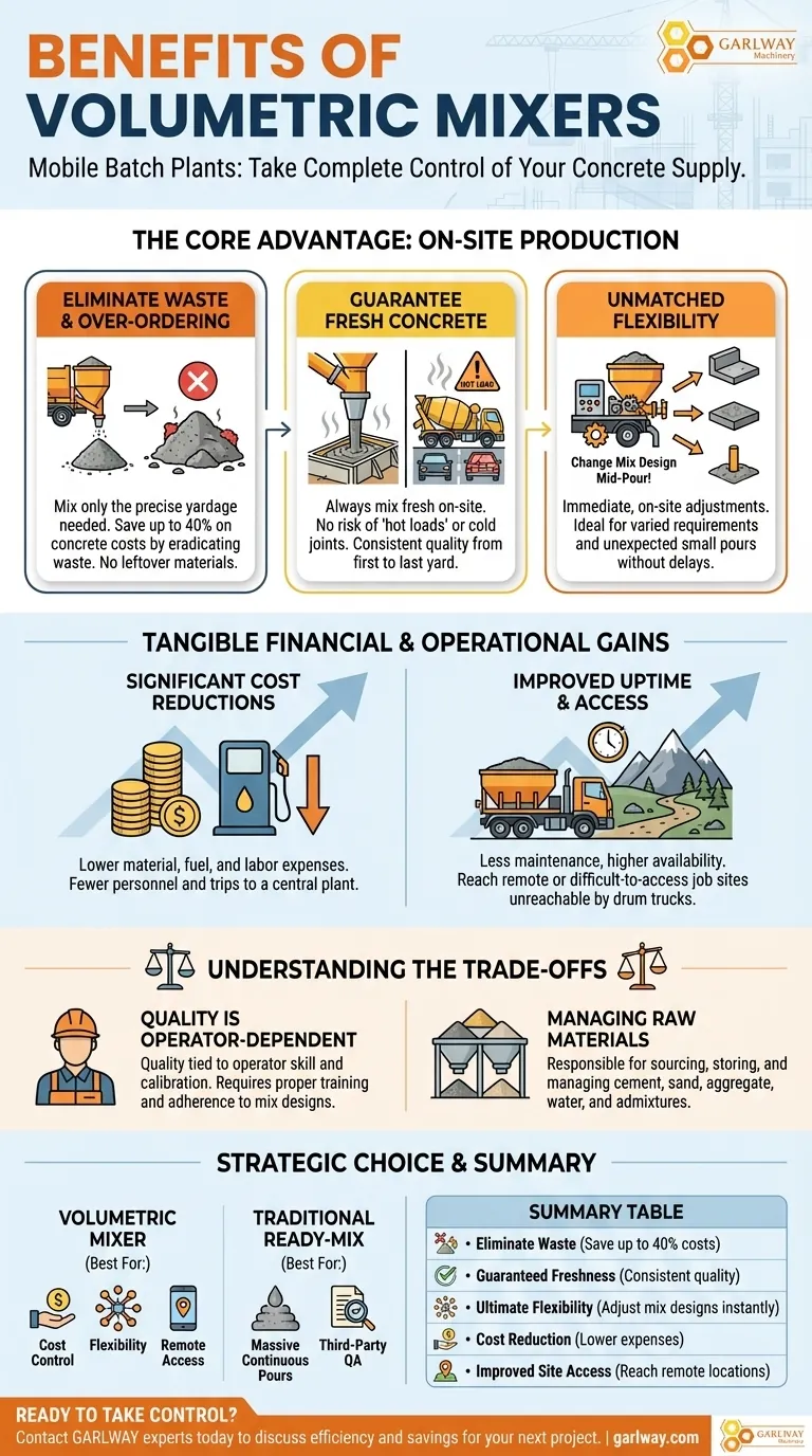 Was sind die Vorteile von Volumetric Mixern? Erhalten Sie Betonkontrolle vor Ort und senken Sie die Kosten Visuelle Anleitung