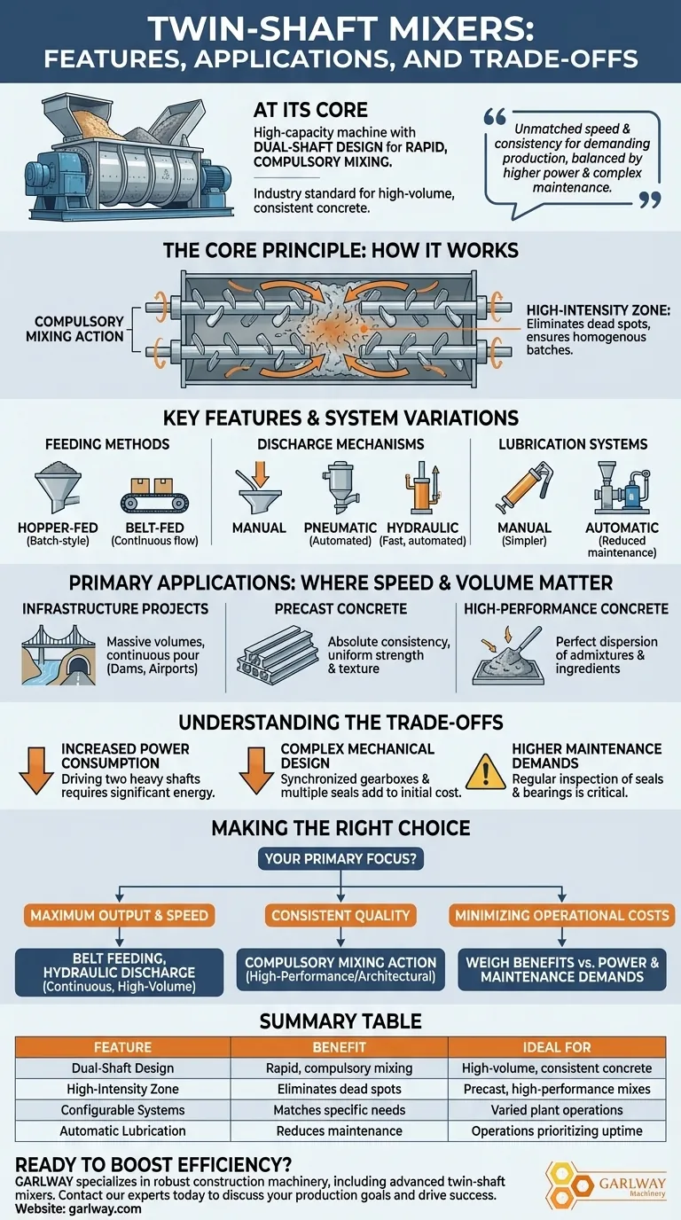 트윈 샤프트 믹서의 특징과 응용 분야는 무엇인가요? 콘크리트 생산 속도 및 품질 극대화 시각적 가이드