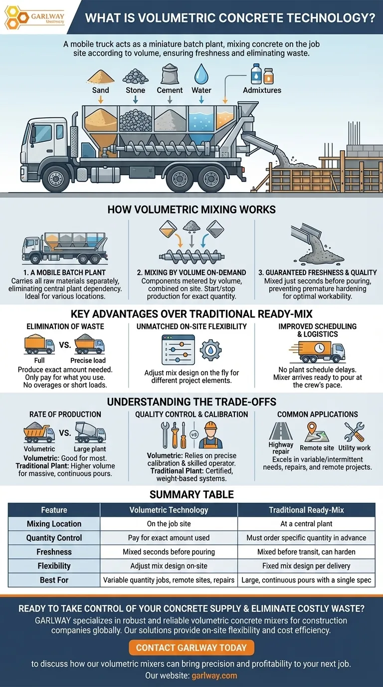 What is volumetric concrete technology? Get On-Site Mixing for Zero Waste Visual Guide