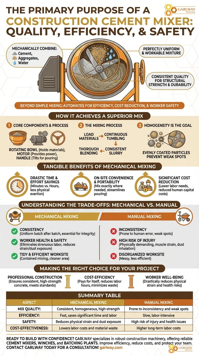 What is the primary purpose of a construction cement mixer? Ensure Consistent, High-Quality Concrete Visual Guide
