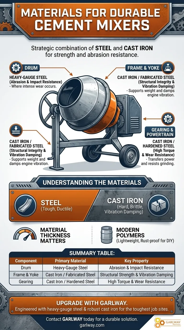 What materials are used in the construction of cement mixers to ensure durability? Discover the Key Components Visual Guide