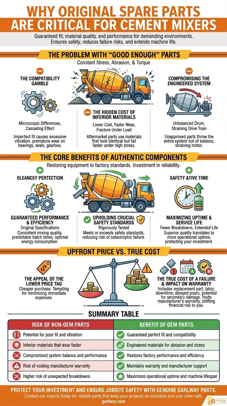 Why is using original spare parts important for cement mixers? Ensure Safety & Maximize Uptime Visual Guide