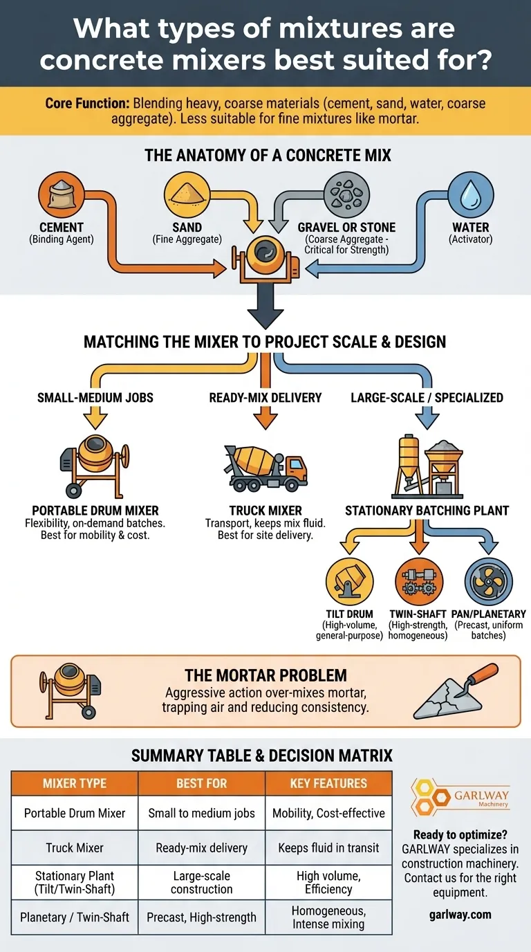 À quels types de mélanges les bétonnières sont-elles le mieux adaptées ? Maximisez l'efficacité de votre construction Guide Visuel