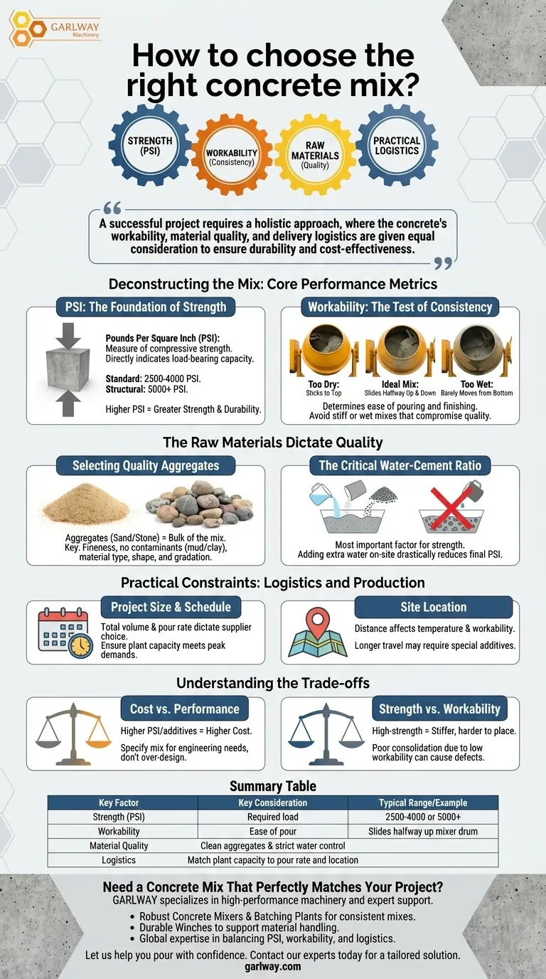 Come scegliere la giusta miscela di calcestruzzo? Una guida per bilanciare resistenza, lavorabilità e costi Guida Visiva