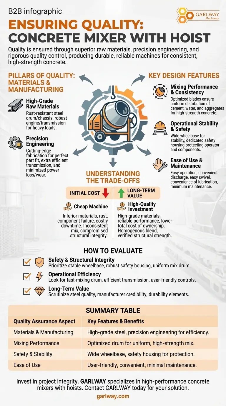 호이스트가 장착된 콘크리트 믹서의 품질은 어떻게 보장되나요? 내구성과 혼합 일관성 보장 시각적 가이드