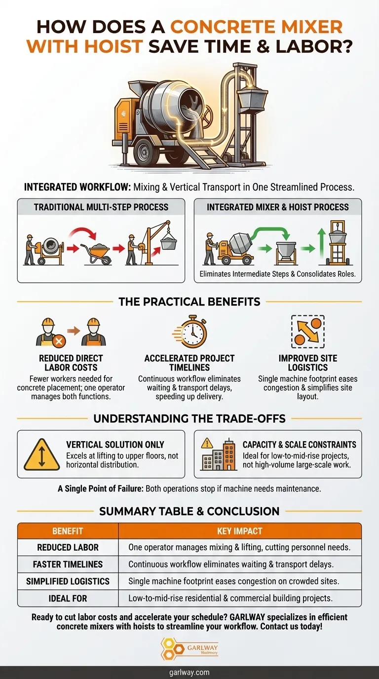 كيف يوفر خلاط الخرسانة مع الرافعة الوقت والجهد؟ عزز الكفاءة في المشاريع متعددة الطوابق دليل مرئي