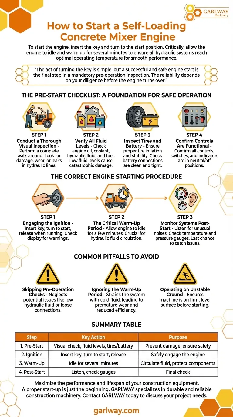 كيف يجب تشغيل محرك خلاطة الخرسانة ذاتية التحميل؟ ضمان التشغيل الآمن والفعال دليل مرئي