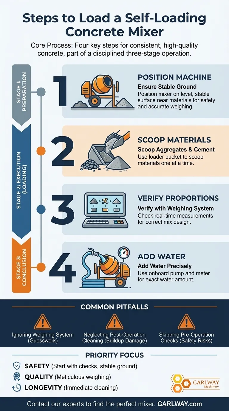ما هي الخطوات المتضمنة في تحميل خلاطة الخرسانة ذاتية التحميل؟ دليل للخلط الفعال وعالي الجودة دليل مرئي