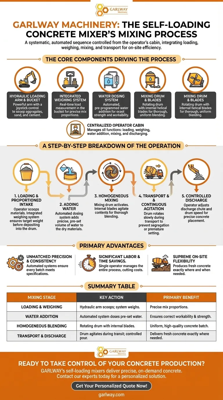 Как осуществляется процесс смешивания самозагружающегося бетоносмесителя? Обеспечение производства бетона по требованию Визуальное руководство