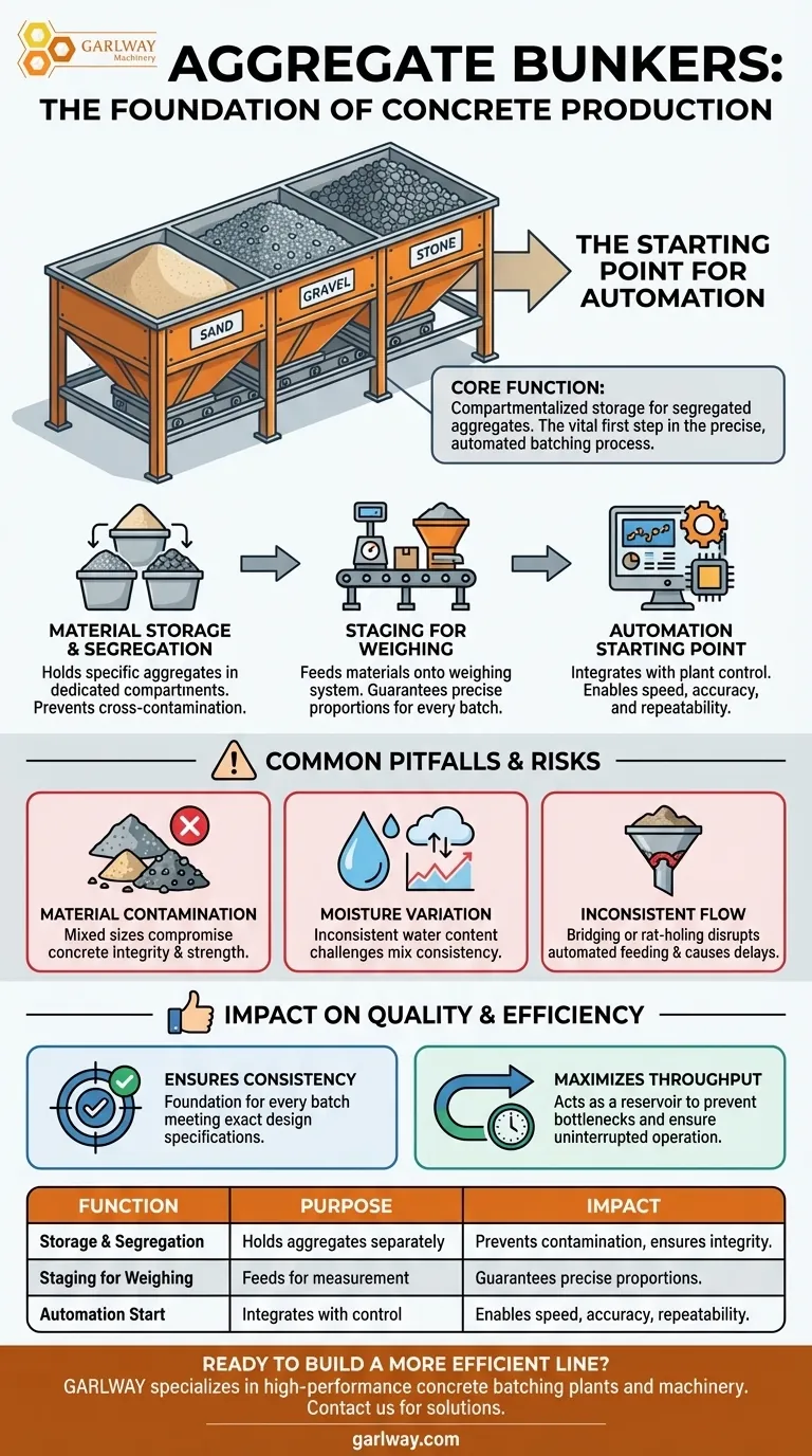 Qual é a função dos silos de agregados em uma central de concreto? A Base da Qualidade do Concreto Guia Visual